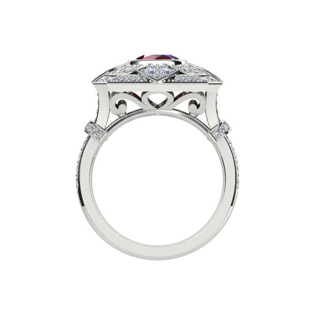 18ct White Gold Art Deco Style 1.57ct Ruby & Diamond Dress Ring