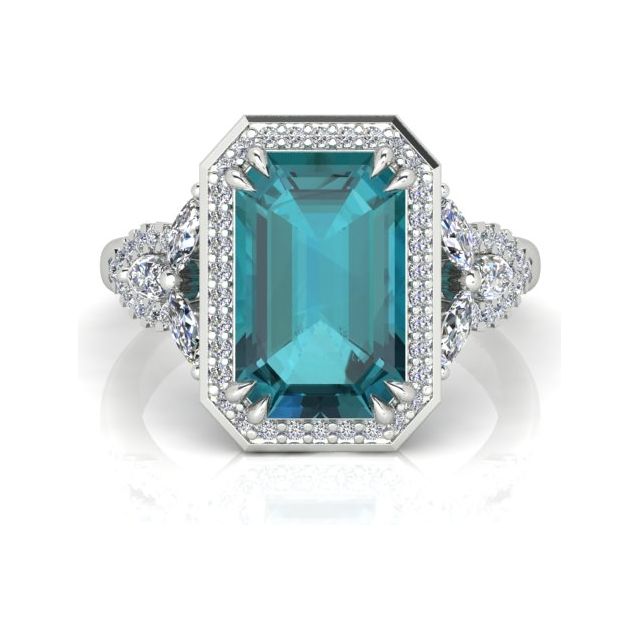 18ct White Gold 5.30ct Indicolite Tourmaline & Diamond Dress Ring