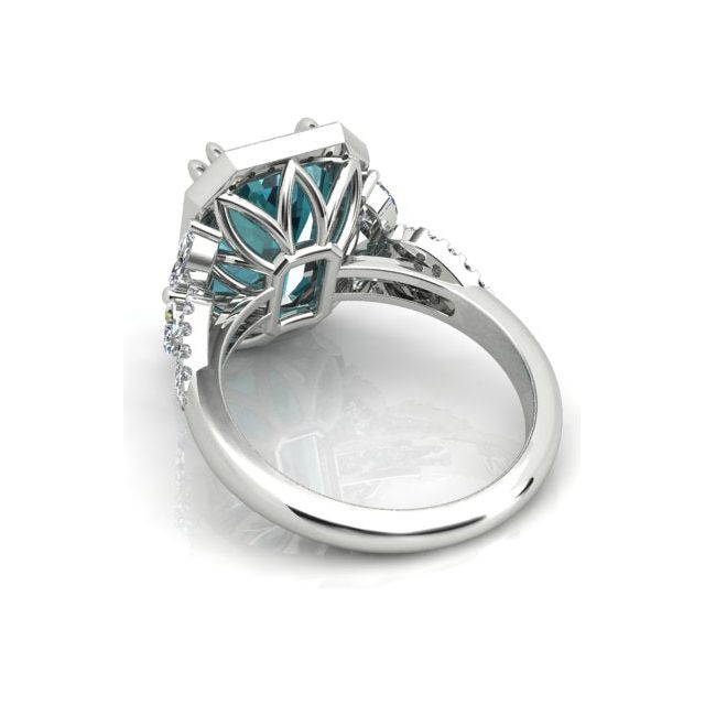 18ct White Gold 5.30ct Indicolite Tourmaline & Diamond Dress Ring