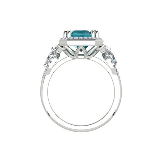 18ct White Gold 5.30ct Indicolite Tourmaline & Diamond Dress Ring