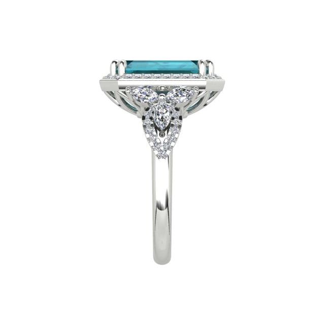 18ct White Gold 5.30ct Indicolite Tourmaline & Diamond Dress Ring