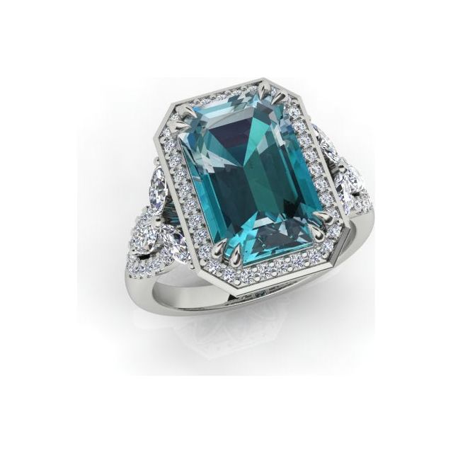 18ct White Gold 5.30ct Indicolite Tourmaline & Diamond Dress Ring