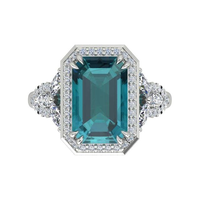 18ct White Gold 5.30ct Indicolite Tourmaline & Diamond Dress Ring