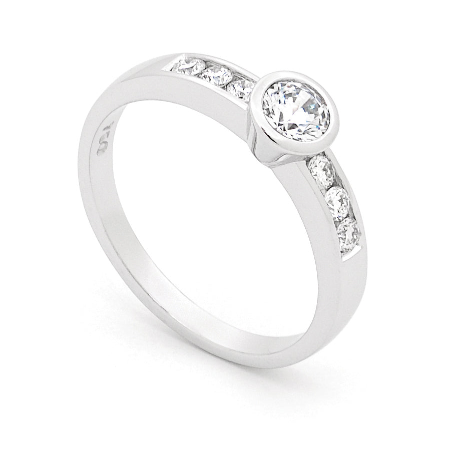 Diamond Set Engagement Ring in 18ct White Gold