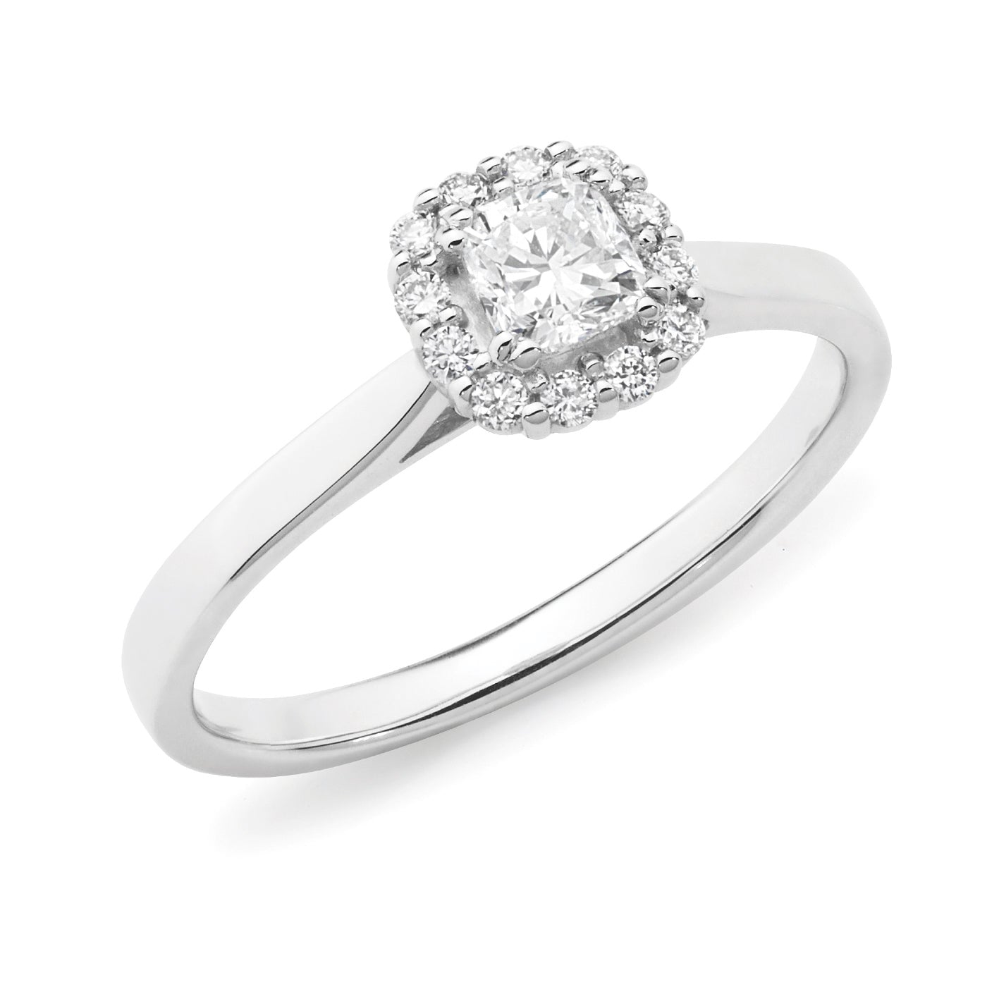 Diamond Set Halo Engagement Ring in 18ct White Gold