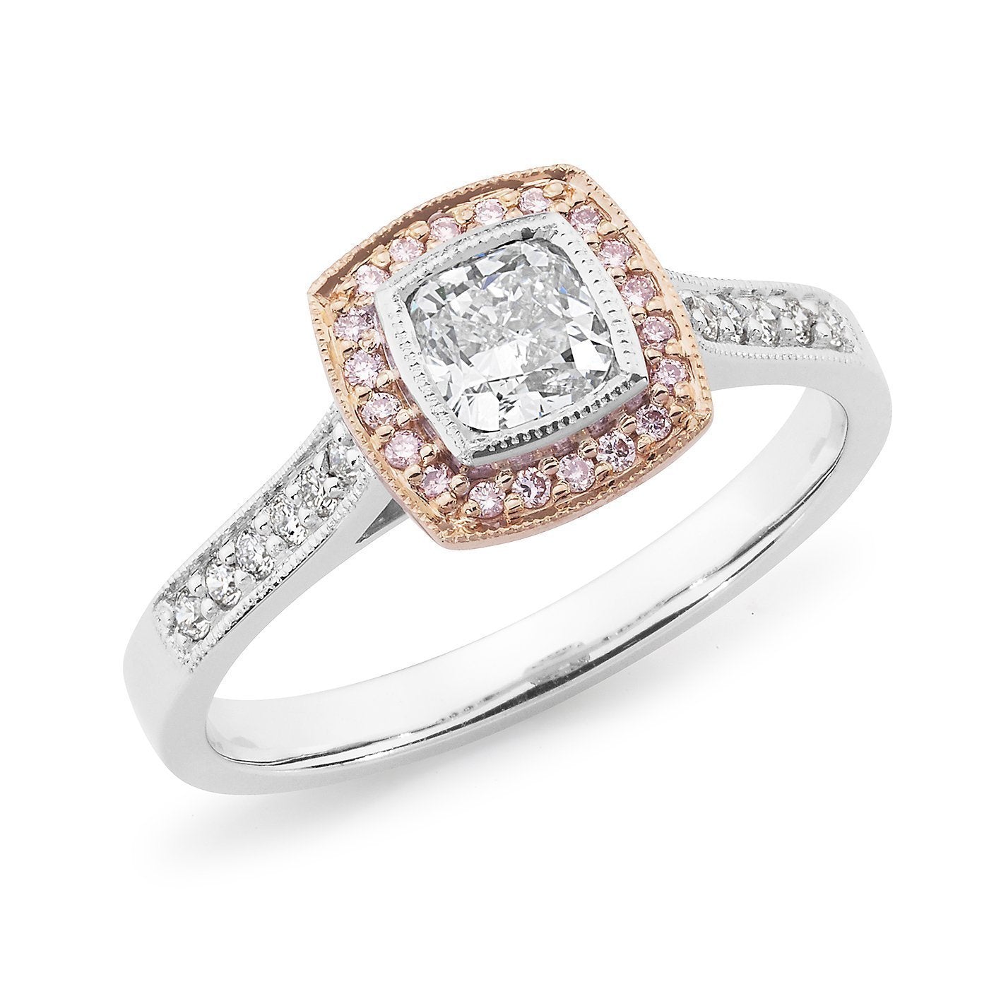 0.72ct White & Pink Diamond Engagement Ring in 18ct White Gold