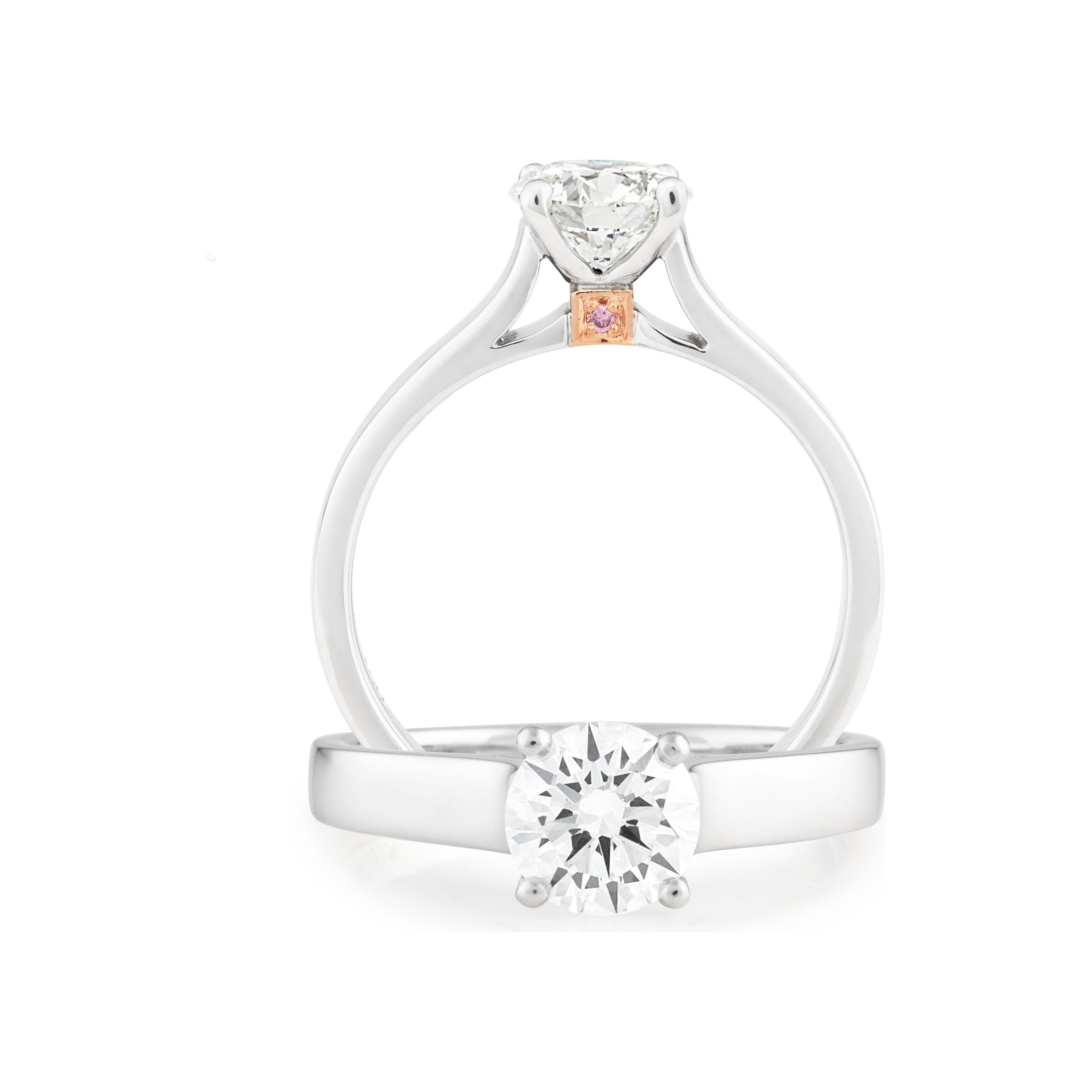 PINK CAVIAR 0.51ct White Round Brilliant Cut & Pink Diamond Engagement Ring in 18ct White Gold