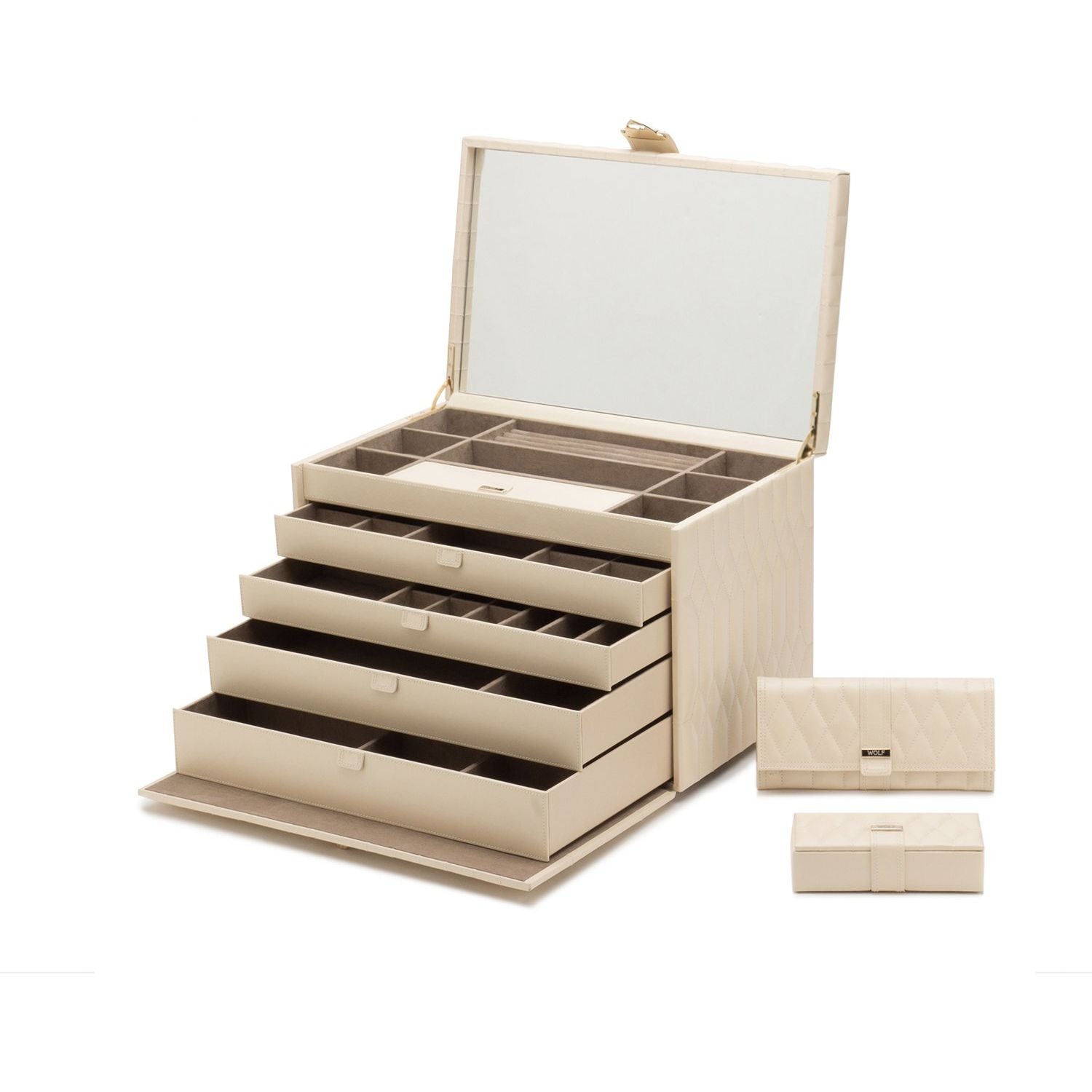 Wolf Caroline E-Large Jewellery Case Ivory