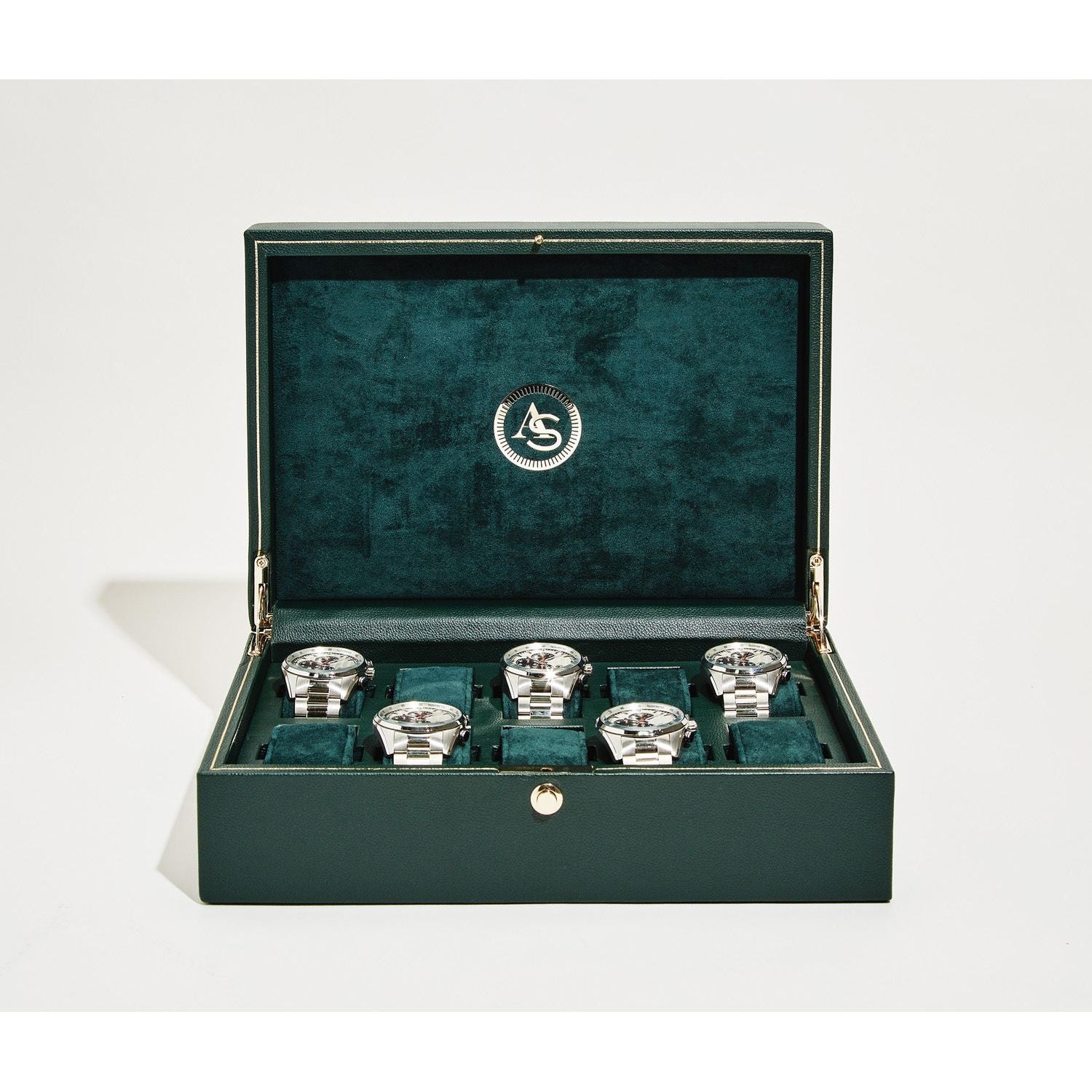 Wolf Analog Shift 10 Piece Watch Box Green