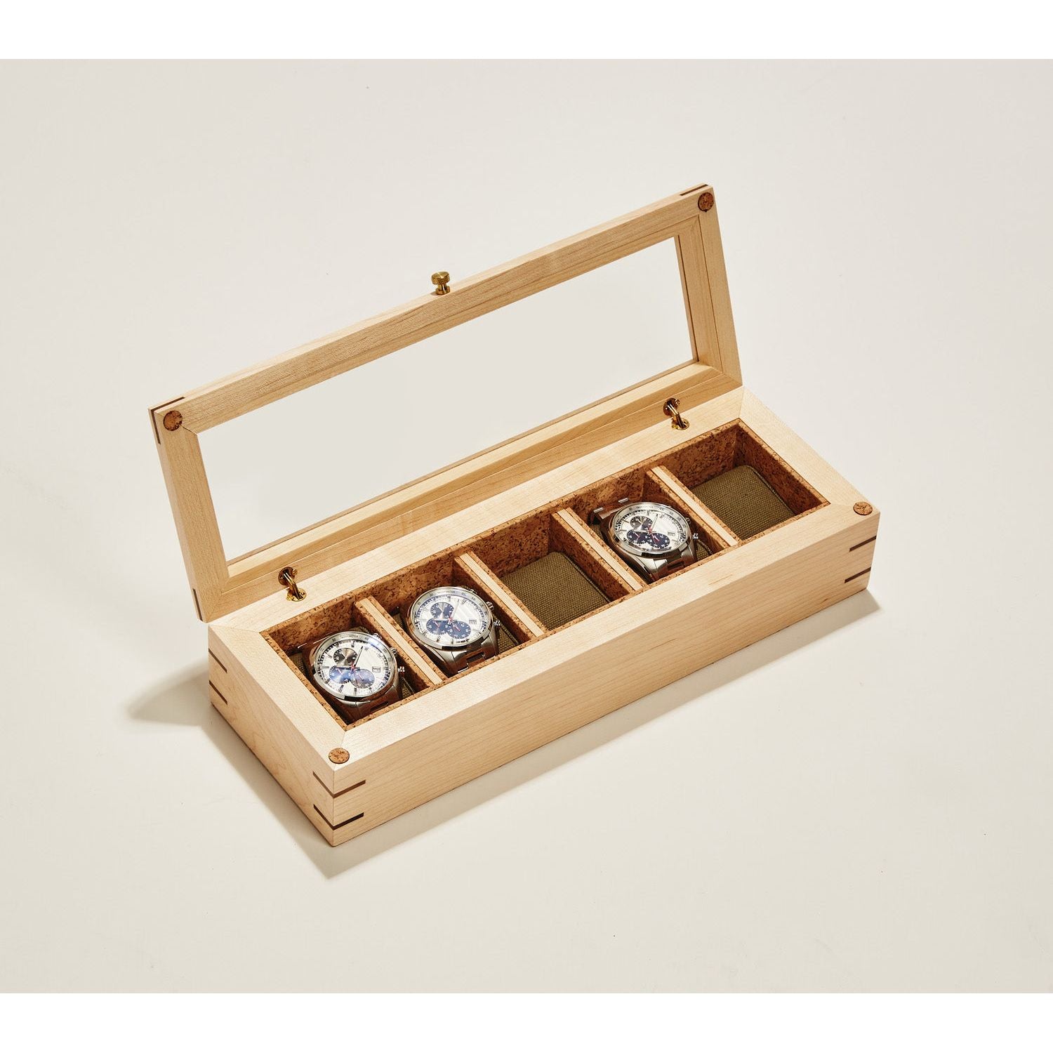 Wolf Analog Shift 5 Piece Watch Box Wood