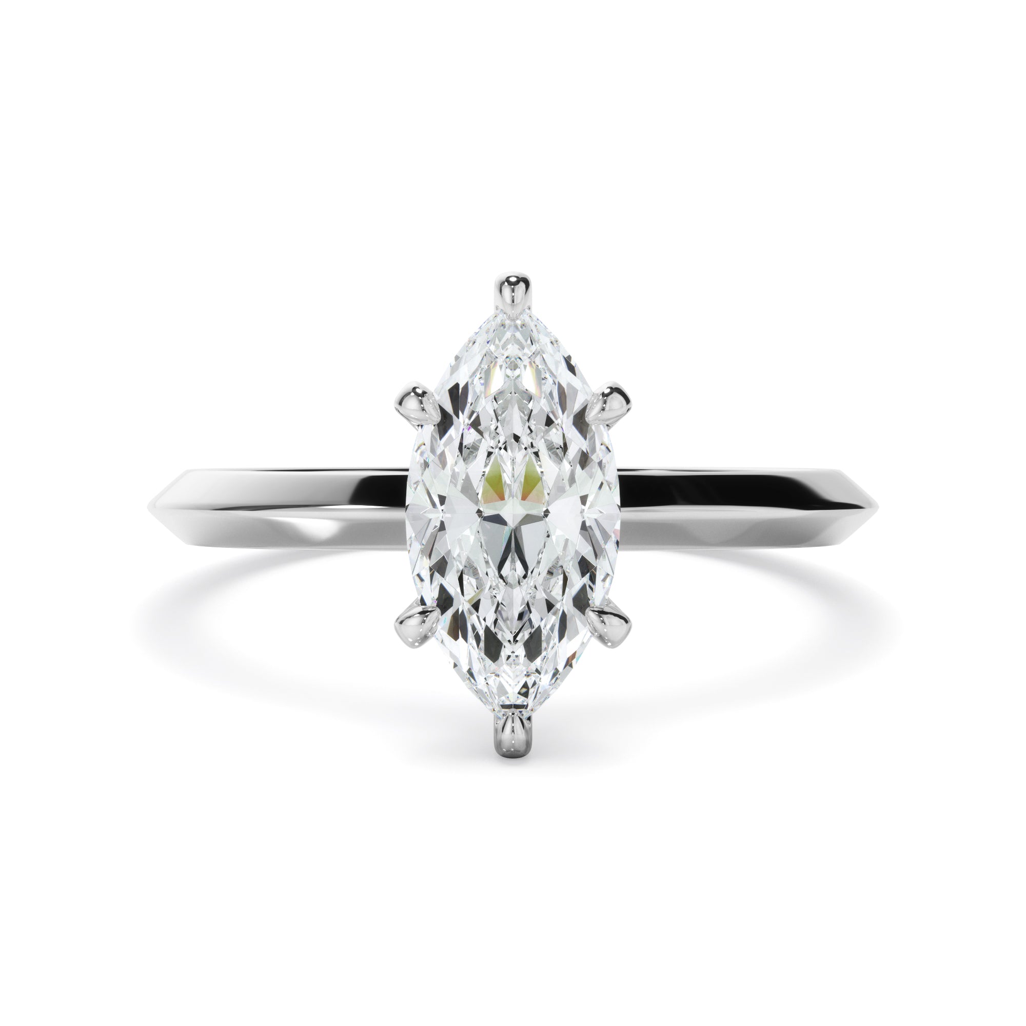 Marquise Cut Diamond Solitaire Knife Edge Engagement Ring