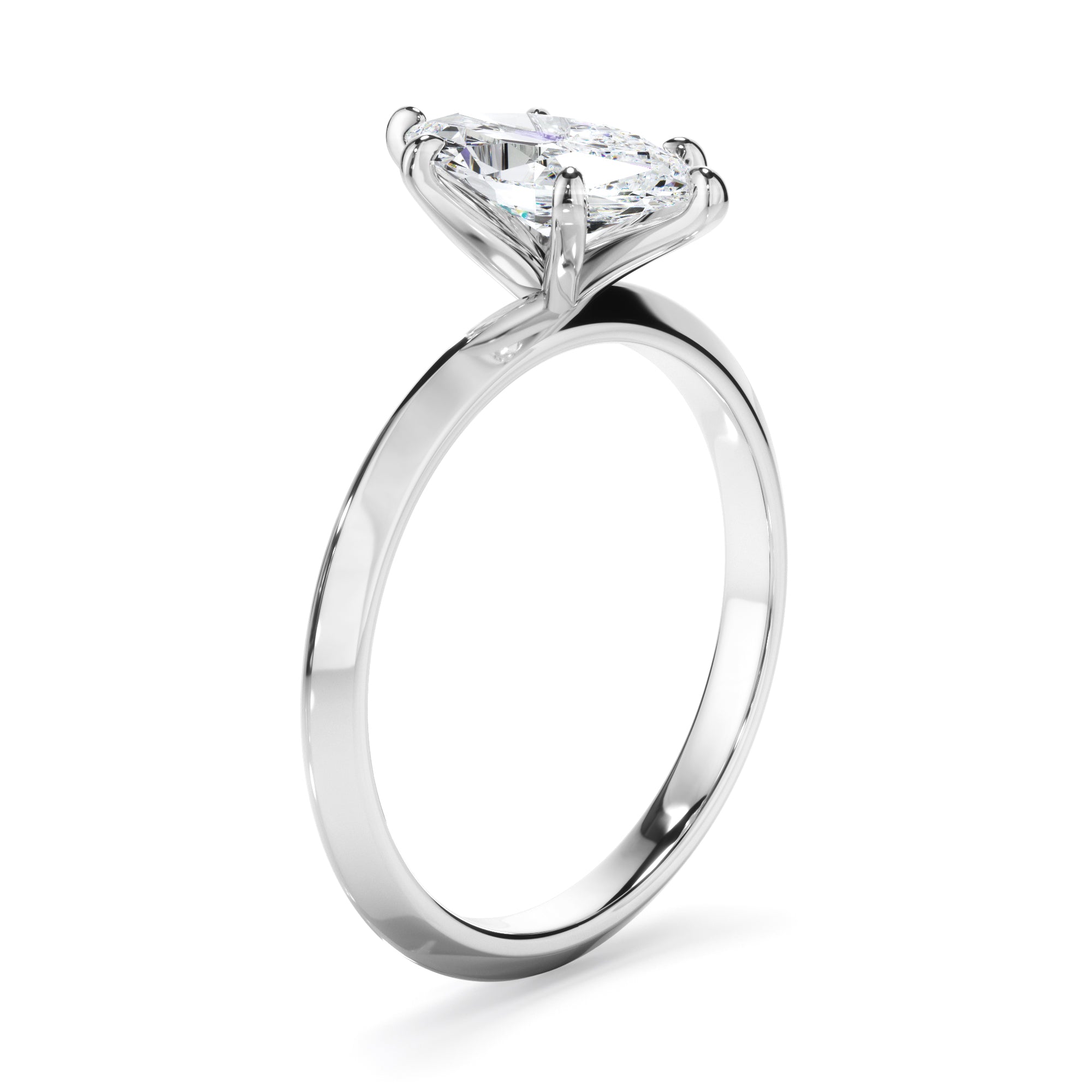 Marquise Cut Diamond Solitaire Knife Edge Engagement Ring