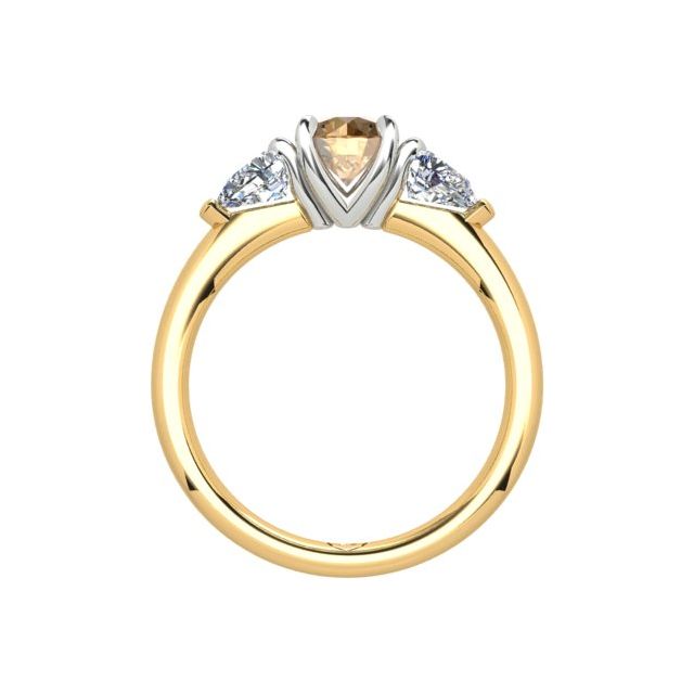 18ct Yellow Gold & Platinum 1.10ct Champagne Diamond Trilogy Dress Ring