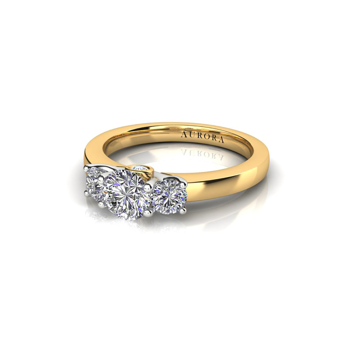 18ct Yellow Gold Diamond Trilogy Engagement Ring