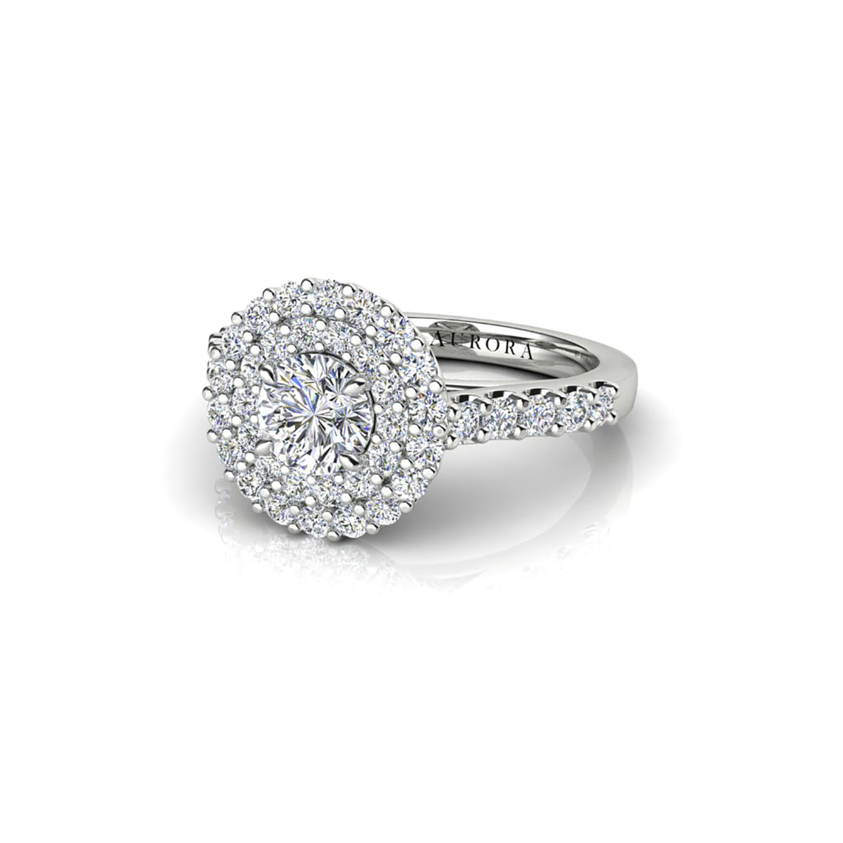 18ct White Gold Diamond Halo Engagement Ring