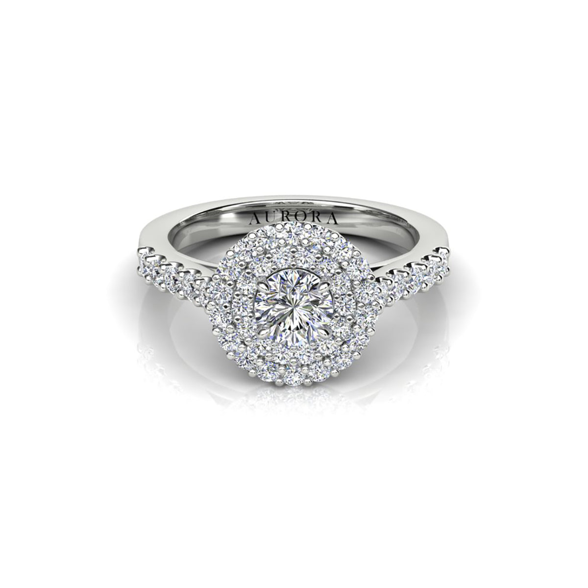 18ct White Gold Diamond Halo Engagement Ring