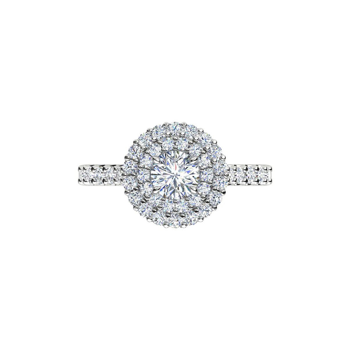 18ct White Gold Diamond Halo Engagement Ring