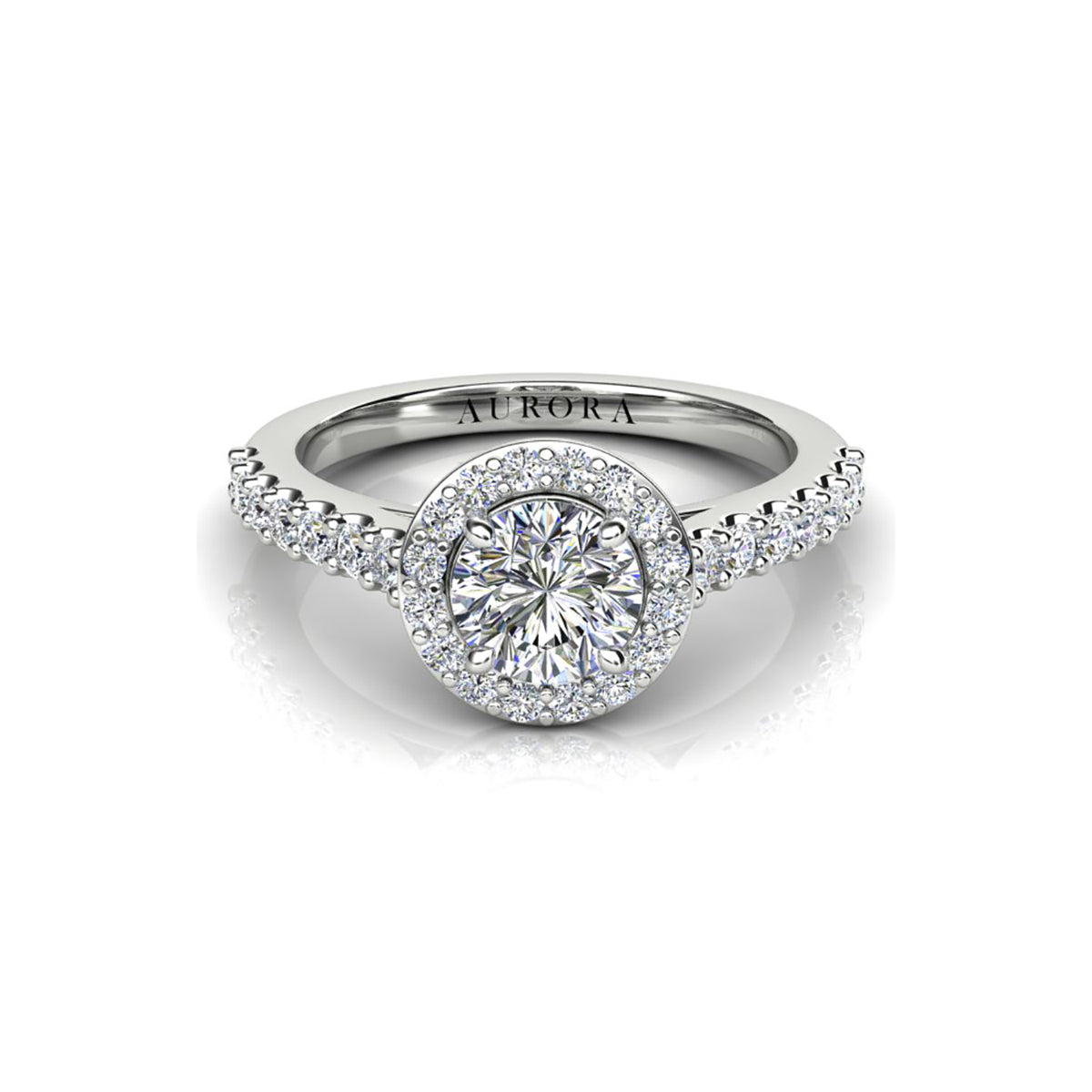 18ct White Gold Diamond Halo Engagement Ring