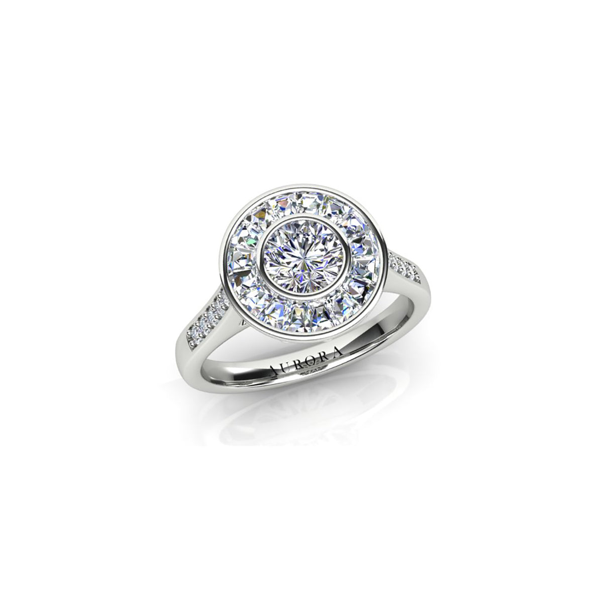 18ct White Gold Diamond Halo Engagement Ring