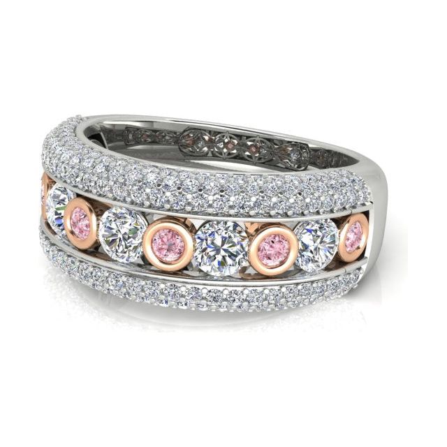 18ct White & Rose Gold Pavé & Channel Argyle Origin Pink Diamond Ring