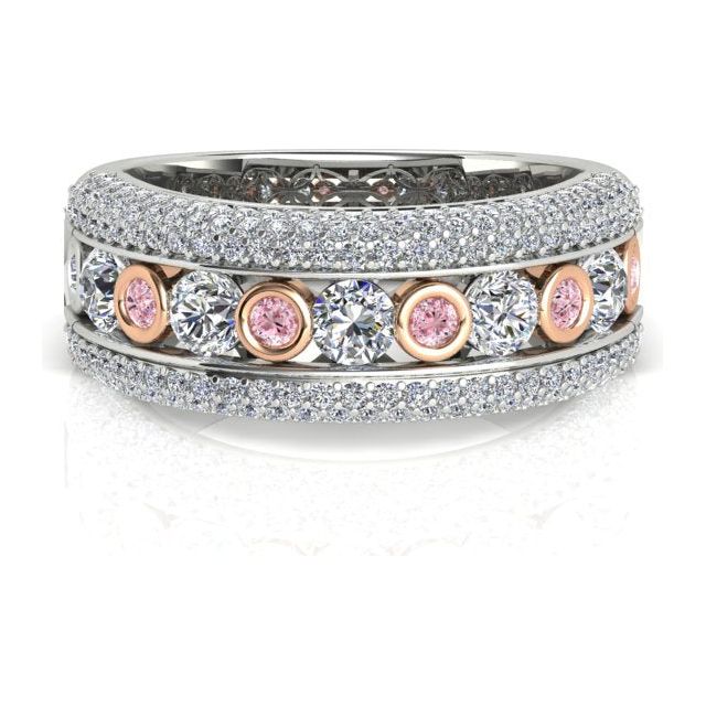 18ct White & Rose Gold Pavé & Channel Argyle Origin Pink Diamond Ring