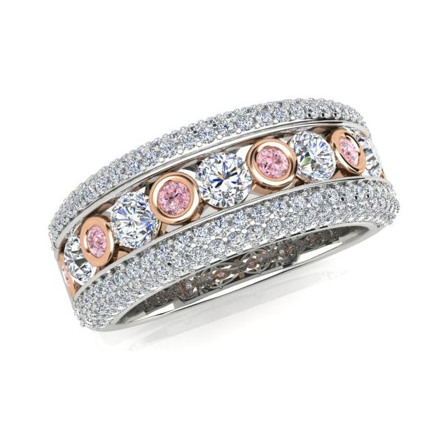 18ct White & Rose Gold Pavé & Channel Argyle Origin Pink Diamond Ring