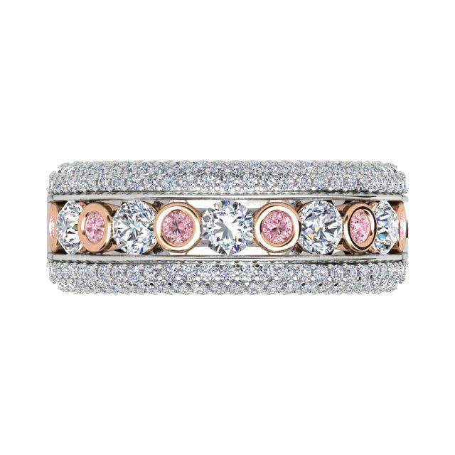 18ct White & Rose Gold Pavé & Channel Argyle Origin Pink Diamond Ring