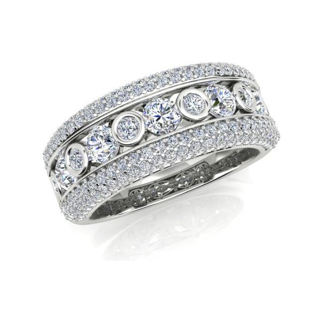 18ct White Gold 1.75ct Pavé & Channel Diamond Ring