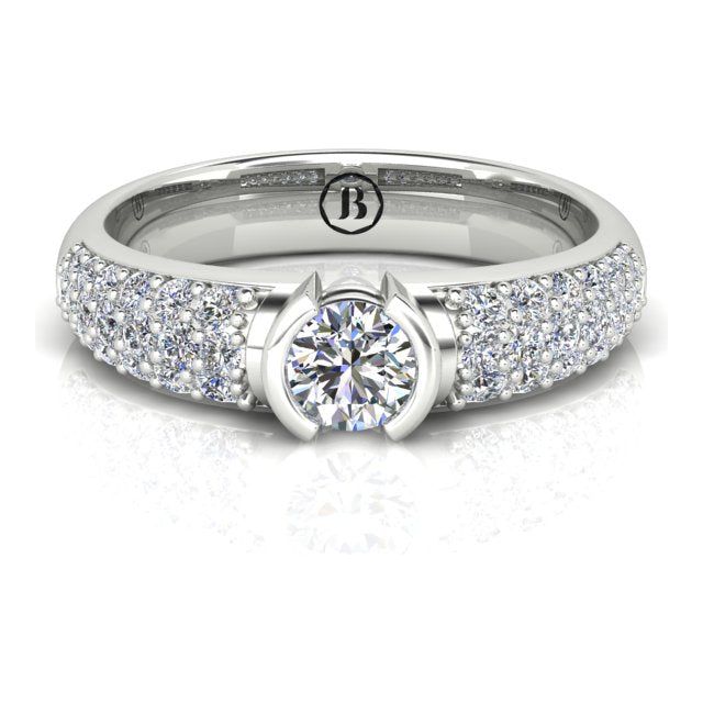 18ct White Gold 1.00ct Semi Bezel & Pavé Diamond Dress Ring