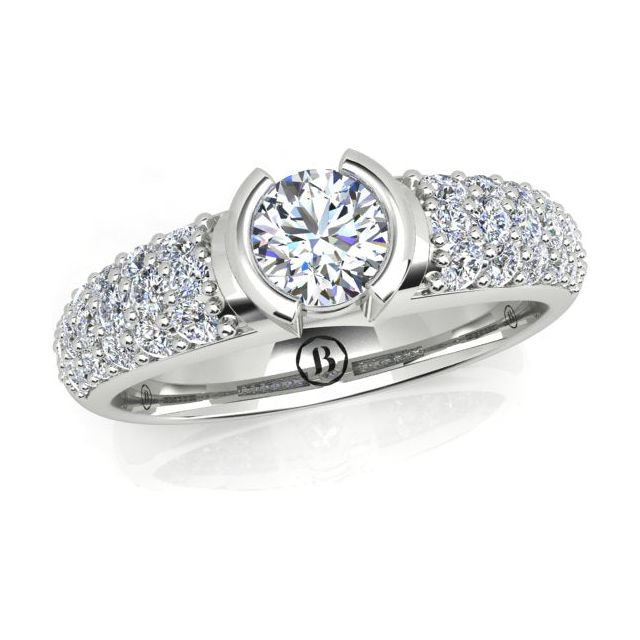 18ct White Gold 1.00ct Semi Bezel & Pavé Diamond Dress Ring