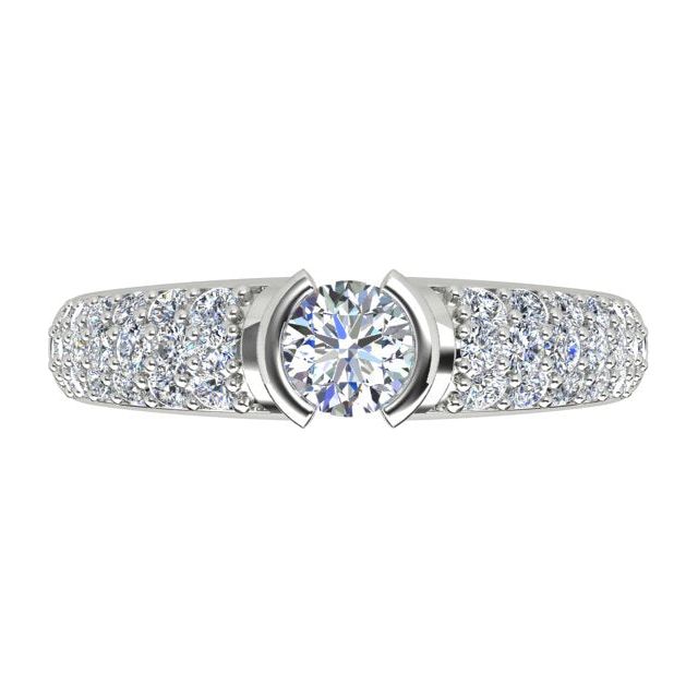 18ct White Gold 1.00ct Semi Bezel & Pavé Diamond Dress Ring