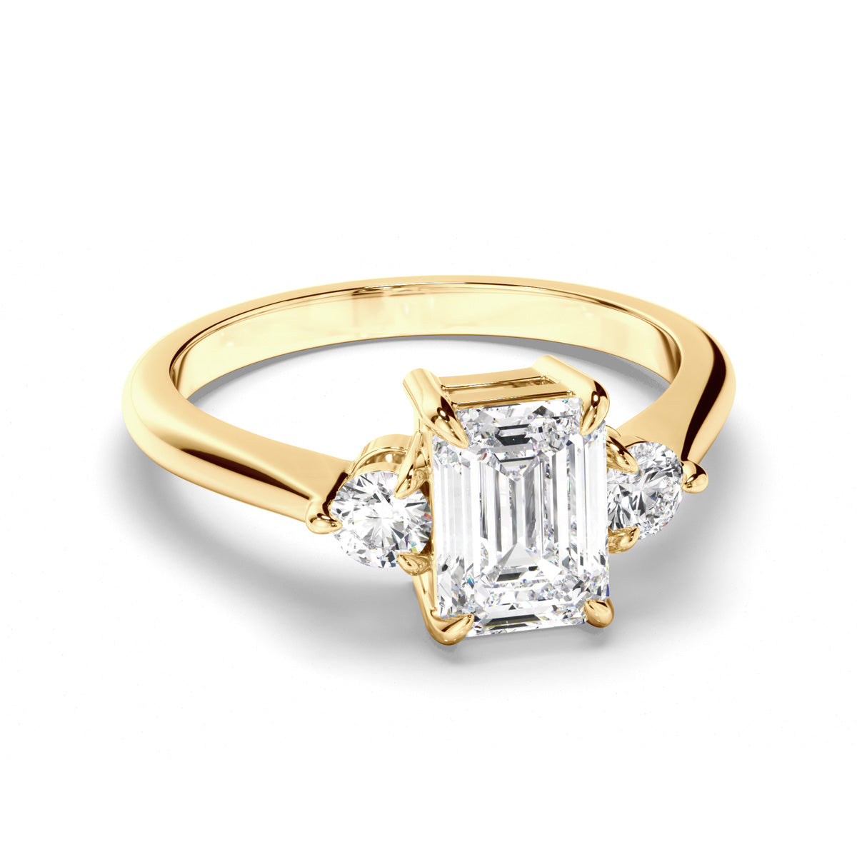 Oval Cut Diamond Trilogy Engagement Ring with Pear Sides