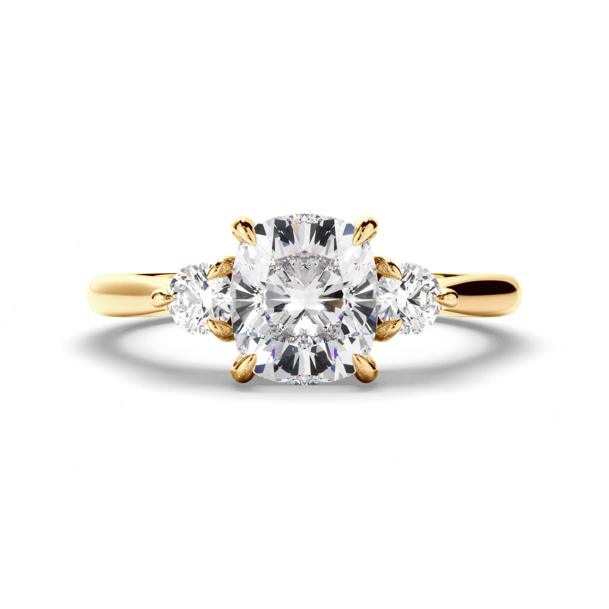 Oval Cut Diamond Trilogy Engagement Ring with Pear Sides
