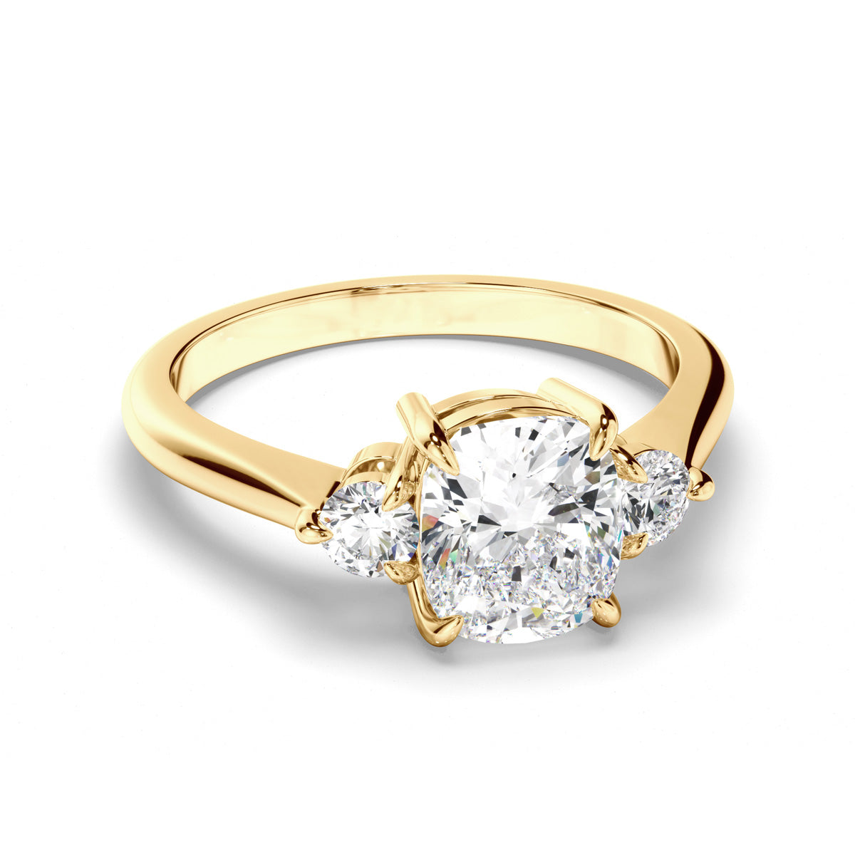 Oval Cut Diamond Trilogy Engagement Ring with Pear Sides