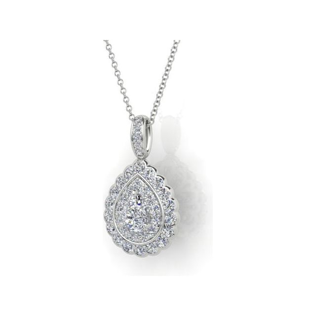 18ct White Gold 1.22ct Pear Diamond Drop Pendant