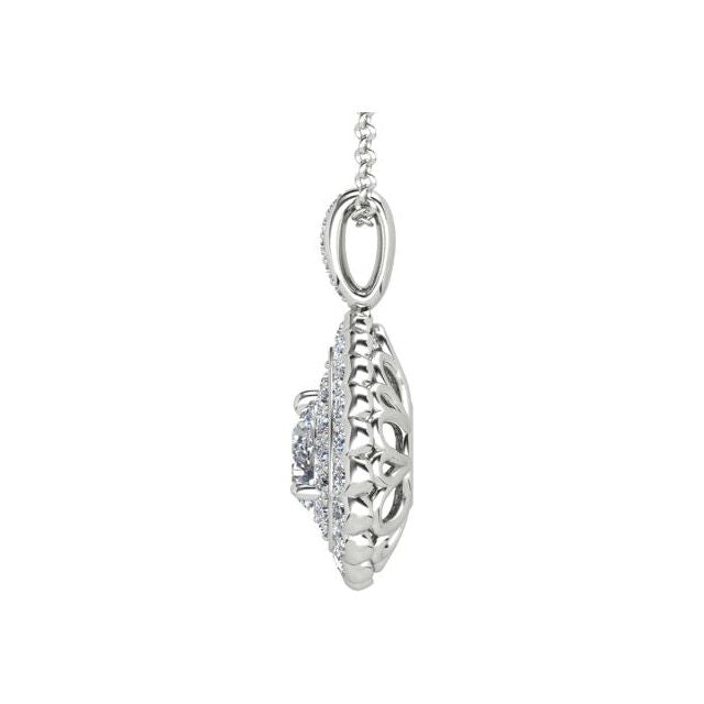 18ct White Gold 1.22ct Pear Diamond Drop Pendant