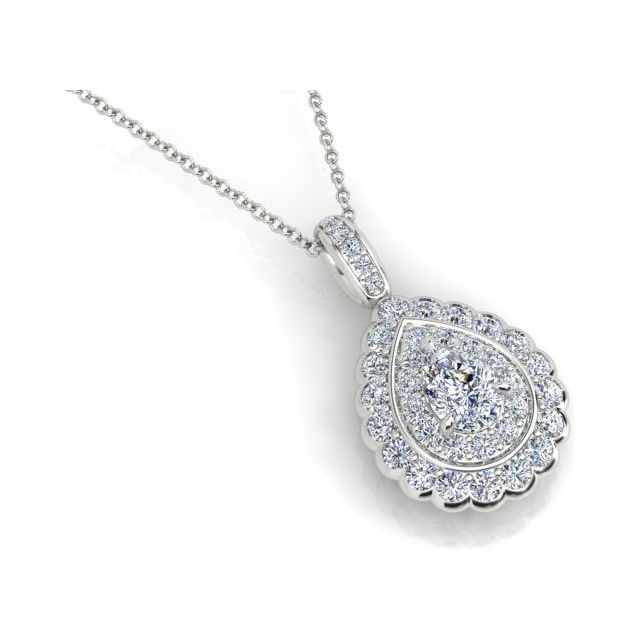 18ct White Gold 1.22ct Pear Diamond Drop Pendant