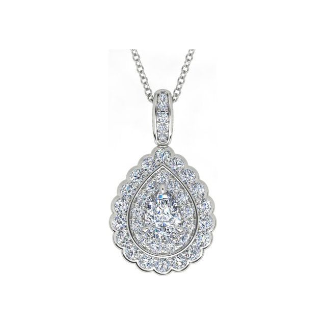 18ct White Gold 1.22ct Pear Diamond Drop Pendant