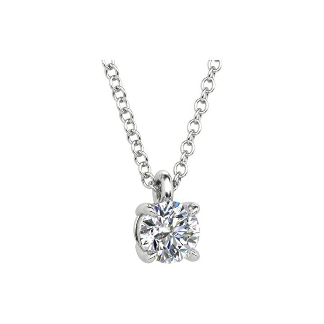 18ct White Gold 0.50ct 4-Claw Solitaire Diamond Pendant