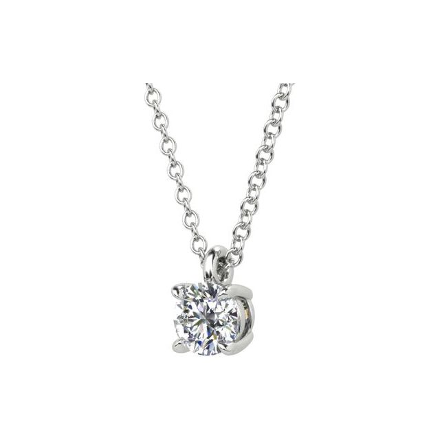 18ct White Gold 0.50ct 4-Claw Solitaire Diamond Pendant