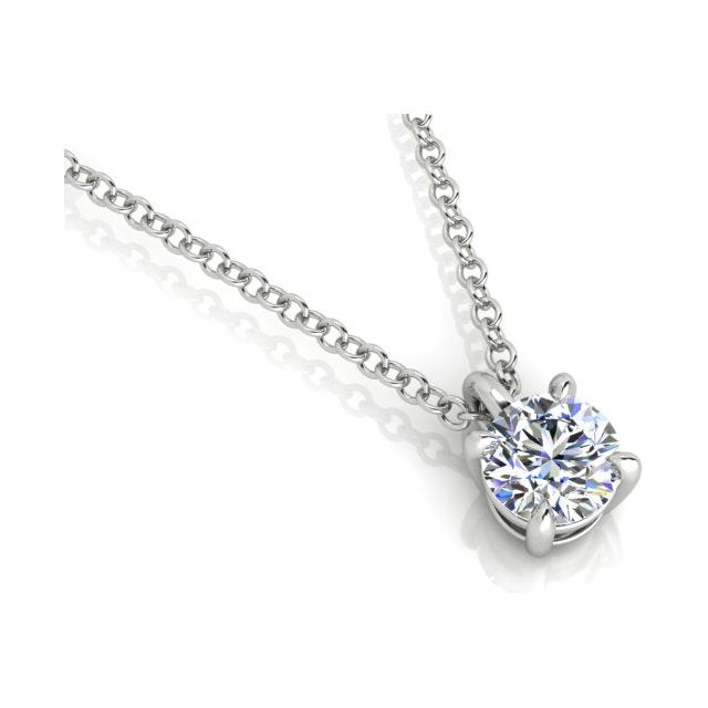 18ct White Gold 0.50ct 4-Claw Solitaire Diamond Pendant