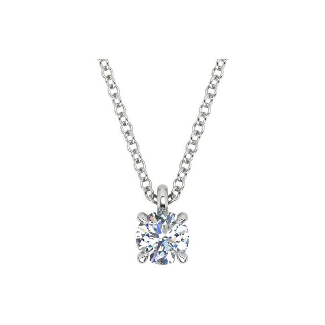 18ct White Gold 0.50ct 4-Claw Solitaire Diamond Pendant