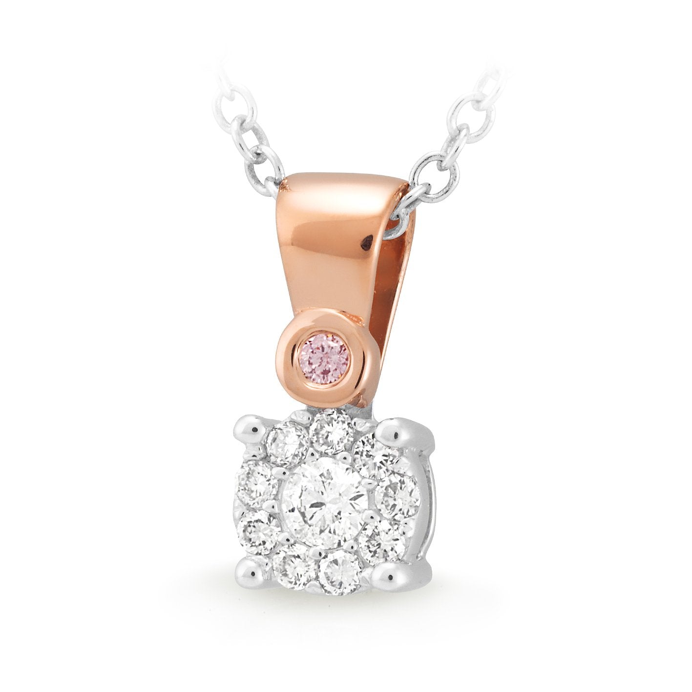 0.17ct Pink & White Diamond Pendant in 9ct Rose Gold