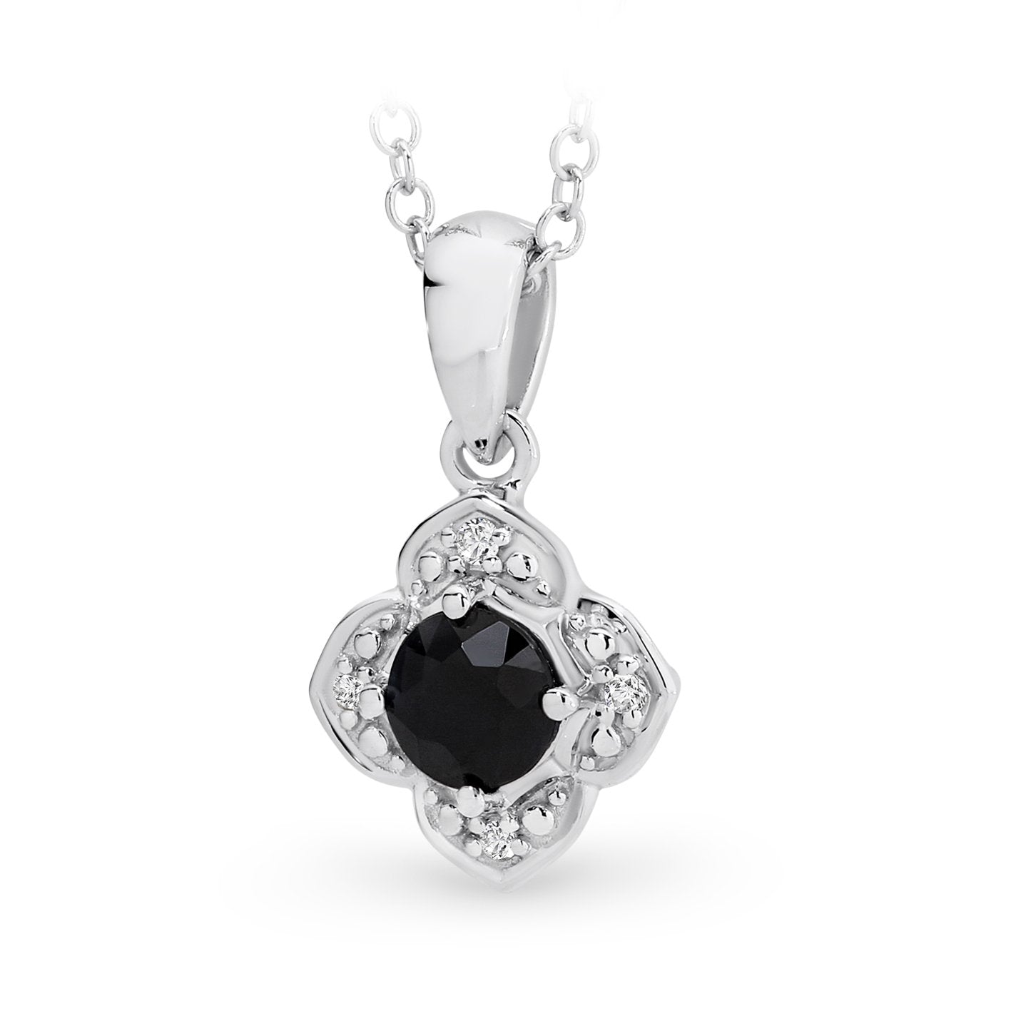 Sapphire & Diamond Pendant in 9ct White Gold