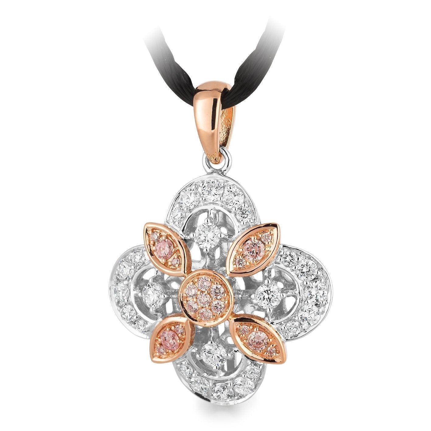 PINK CAVIAR 0.384ct Pink Diamond Pendant in 9ct Rose & White Gold