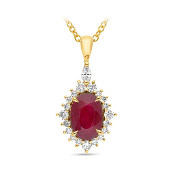 1.08ct Ruby & 0.18ct Diamond Pendant in 9ct Yellow Gold