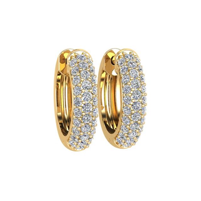 18ct Yellow Gold Pavé Set Diamond Round Huggie Earrings