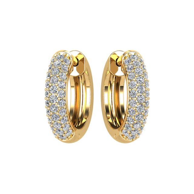 18ct Yellow Gold Pavé Set Diamond Round Huggie Earrings