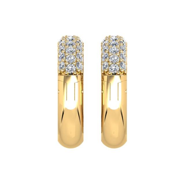 18ct Yellow Gold Pavé Set Diamond Round Huggie Earrings