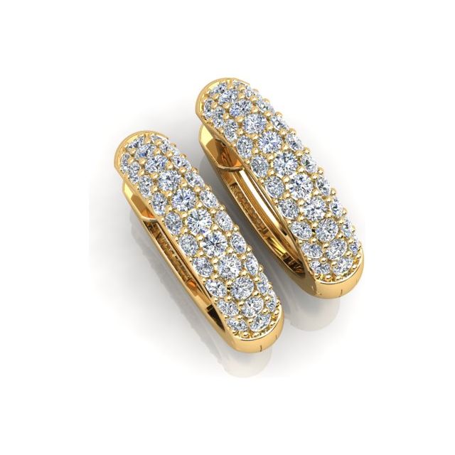 18ct Yellow Gold Pavé Set Diamond Round Huggie Earrings